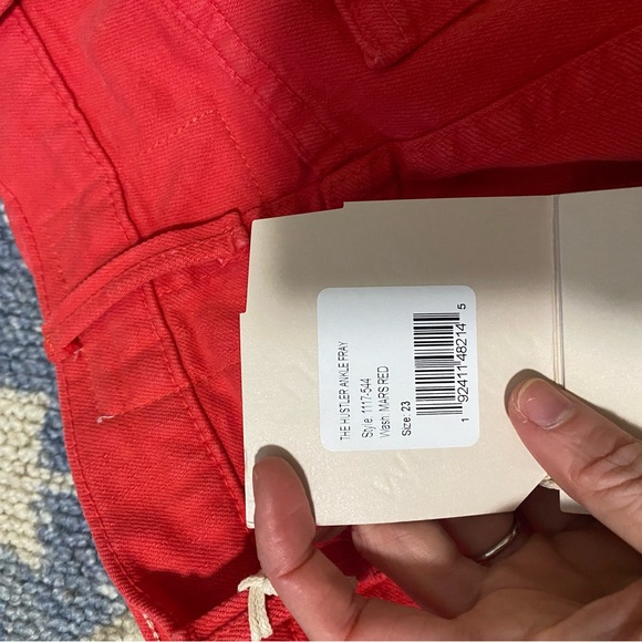 Mother Denim Hustler Ankle Fray jeans, NWT, size 23, red - Picture 2 of 9